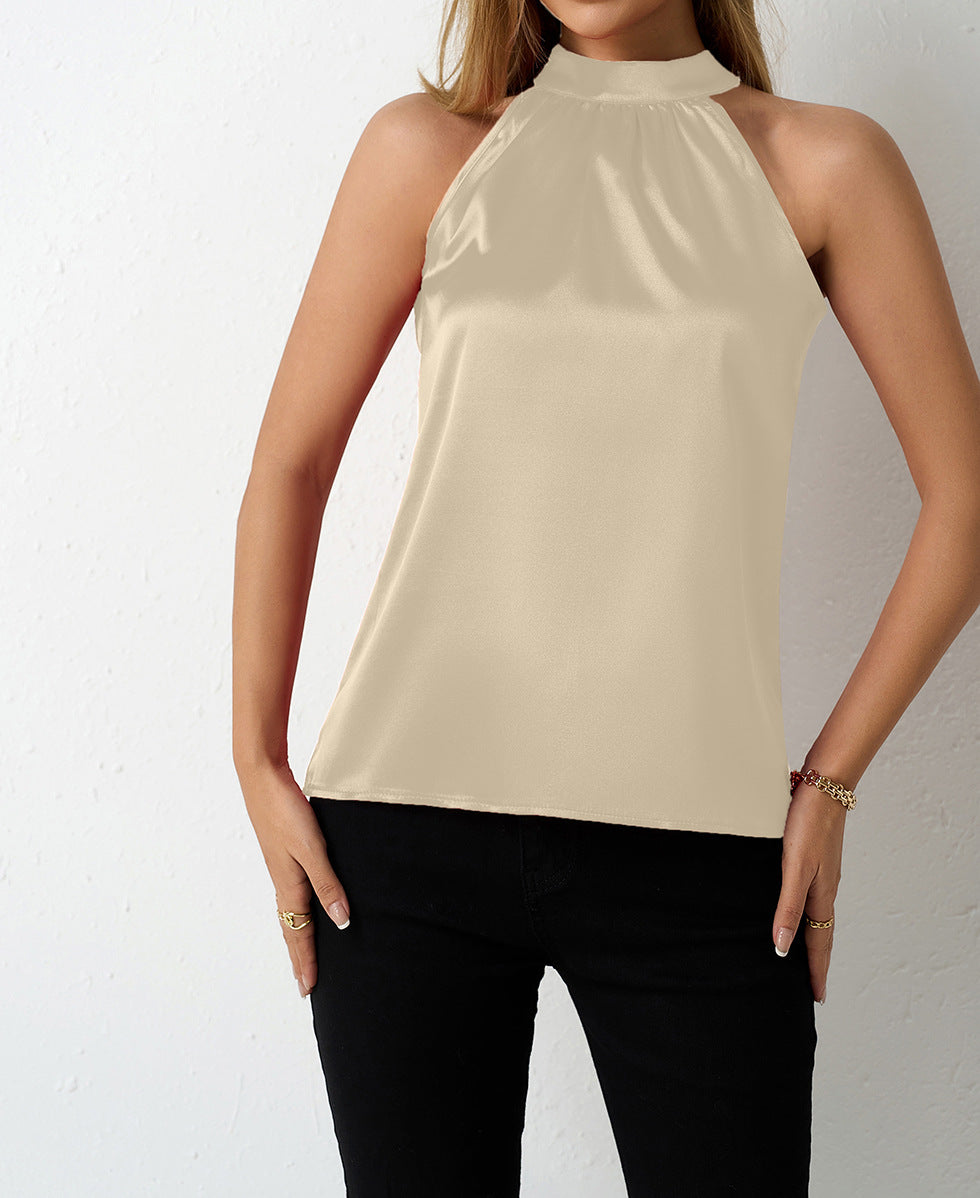 Damen Elegante halterlose Bluse mit Satin-Finish Drune