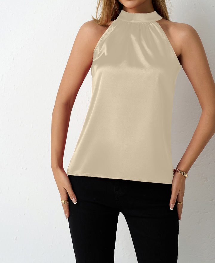 Damen Elegante halterlose Bluse mit Satin-Finish Drune