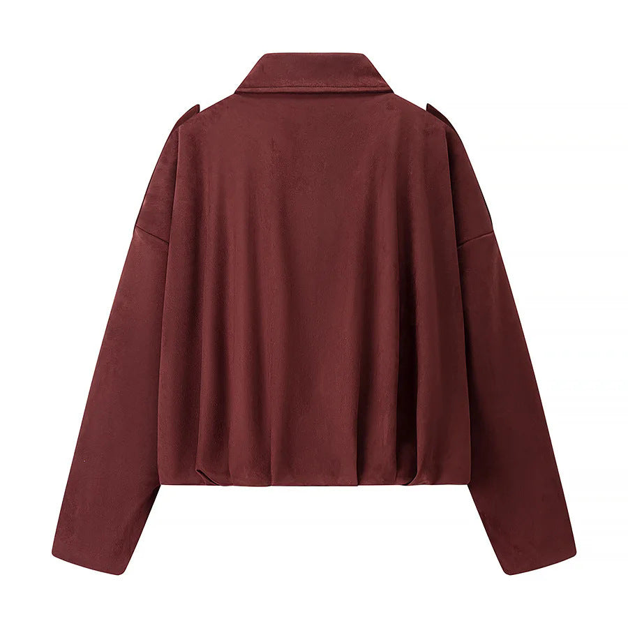Damen modische cropped Jacke mit bequemen Bündchen und elegantem Kragen Drune