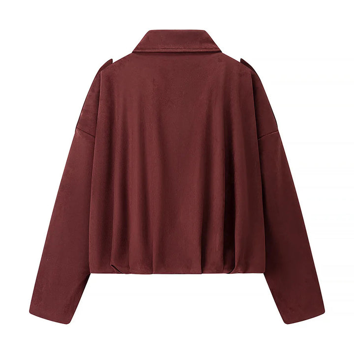 Damen modische cropped Jacke mit bequemen Bündchen und elegantem Kragen Drune