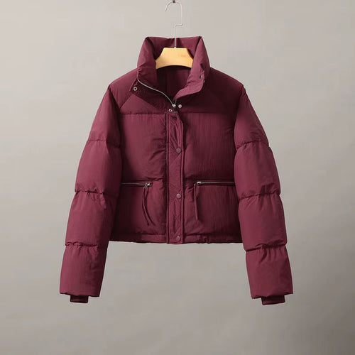 Damen gesteppte Winterjacke mit hohem Kragen und praktischen Taschen Drune