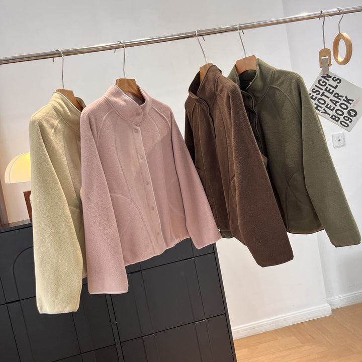 Damen Fleecejacke mit hohem Kragen und Druckknöpfen Drune