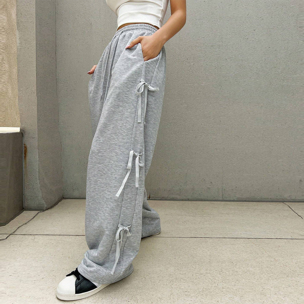 Damen Freizeit-Hosen mit seitlichen Rüschendetails und elastischem Bund Drune