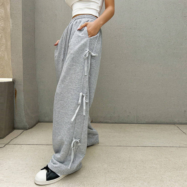 Damen Freizeit-Hosen mit seitlichen Rüschendetails und elastischem Bund Drune