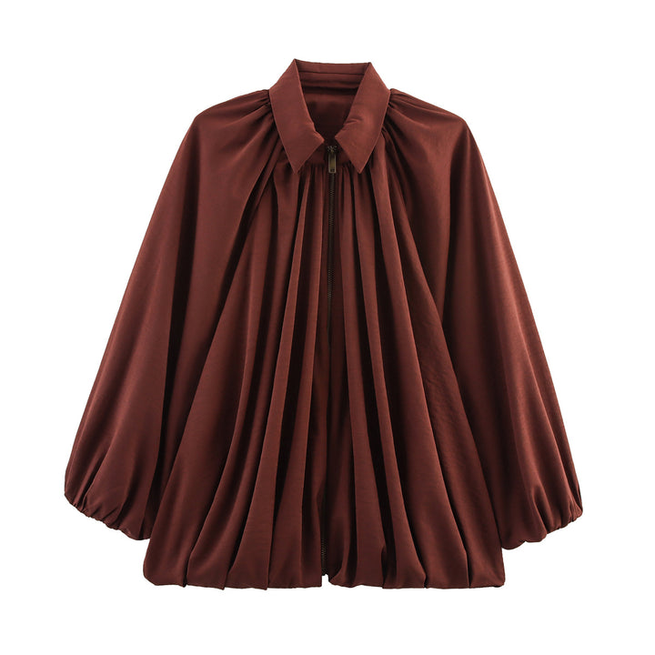 Damen leichtes Oversized-Blusenshirt mit Rüschendesign Drune