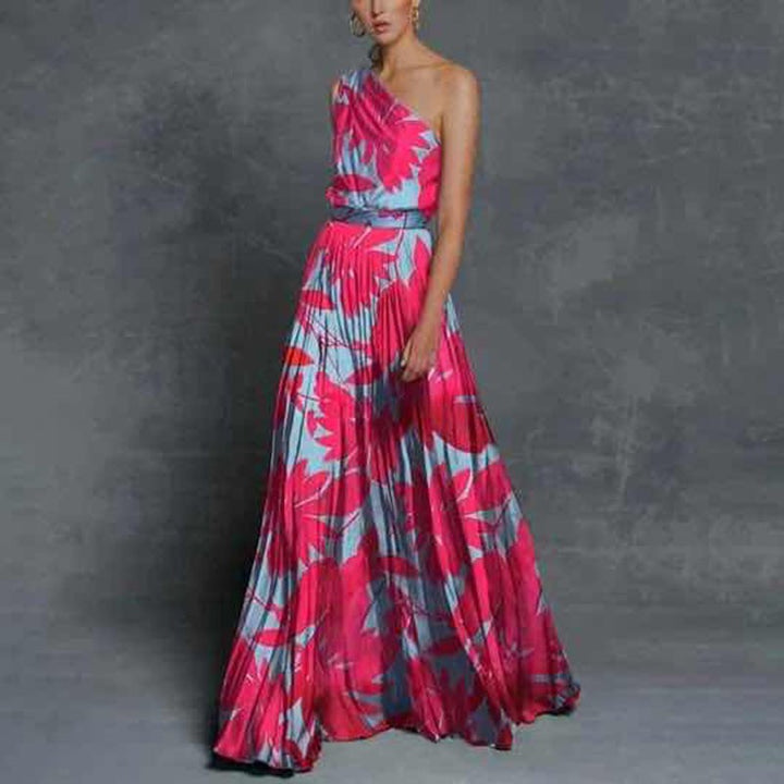 Damen Maxikleid mit asymmetrischem Oberteil und floralem Print Drune
