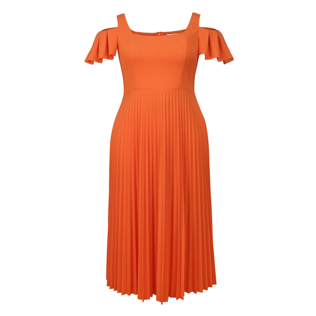 Damen plissiertes Kleid mit schulterfreien Rüschen Drune