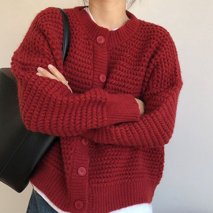 Damen Grobstrickjacke mit Knopfdetails und oversized Schnitt Drune