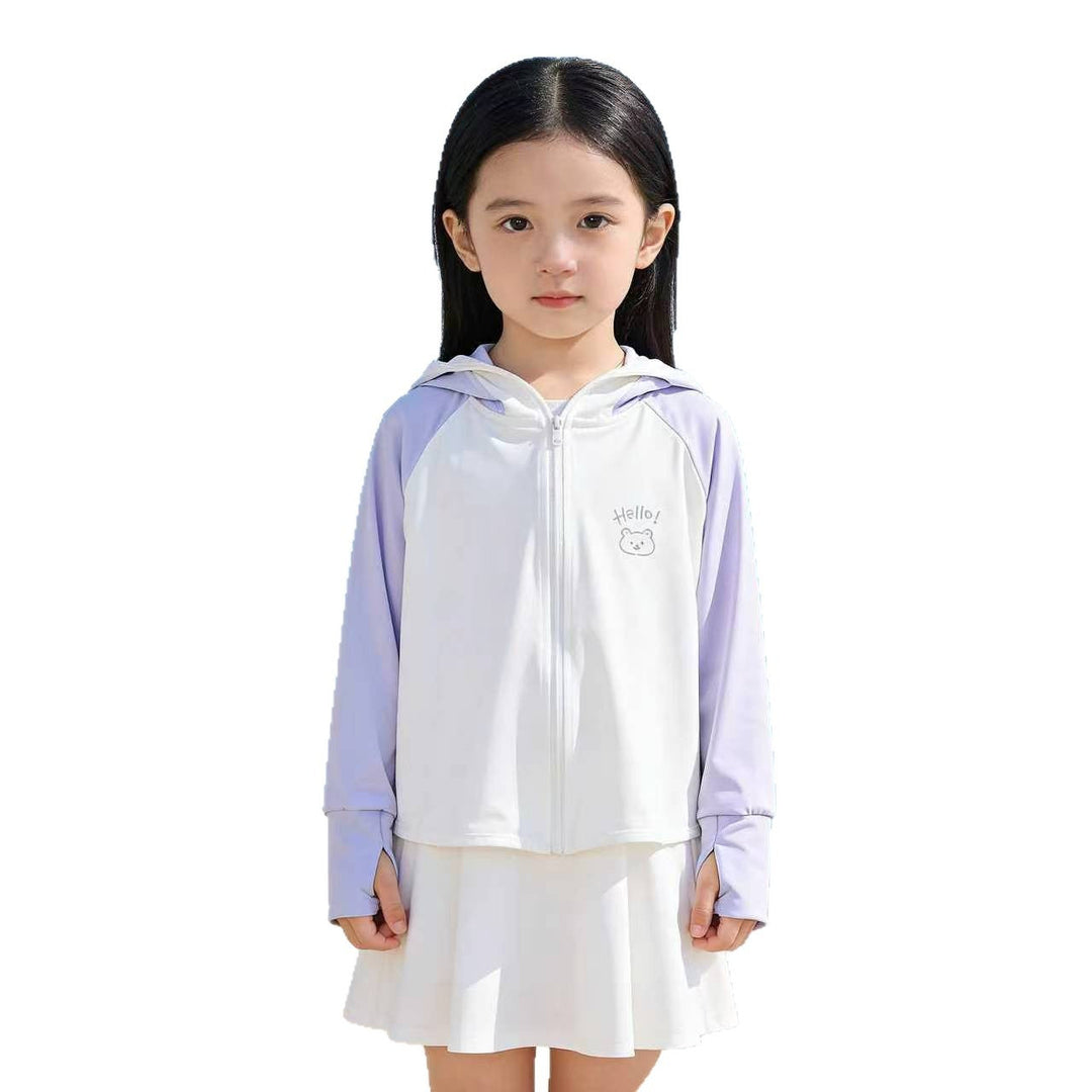 Damen nan leichte Kinder-Sonnenjacke mit Kapuze, atmungsaktivem Material und UV-Schutz  Drune