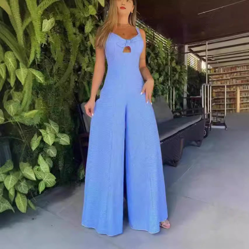 Damen Eleganter Jumpsuit mit dekorativem Schlitz und weitem Bein Drune