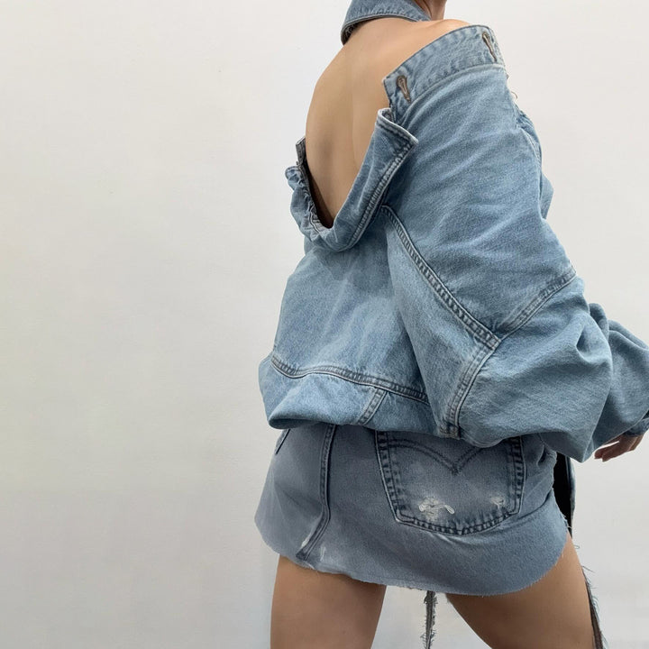 Damen Denim-Jacke mit lässigem Schnitt und modischen Destroyed-Details Drune