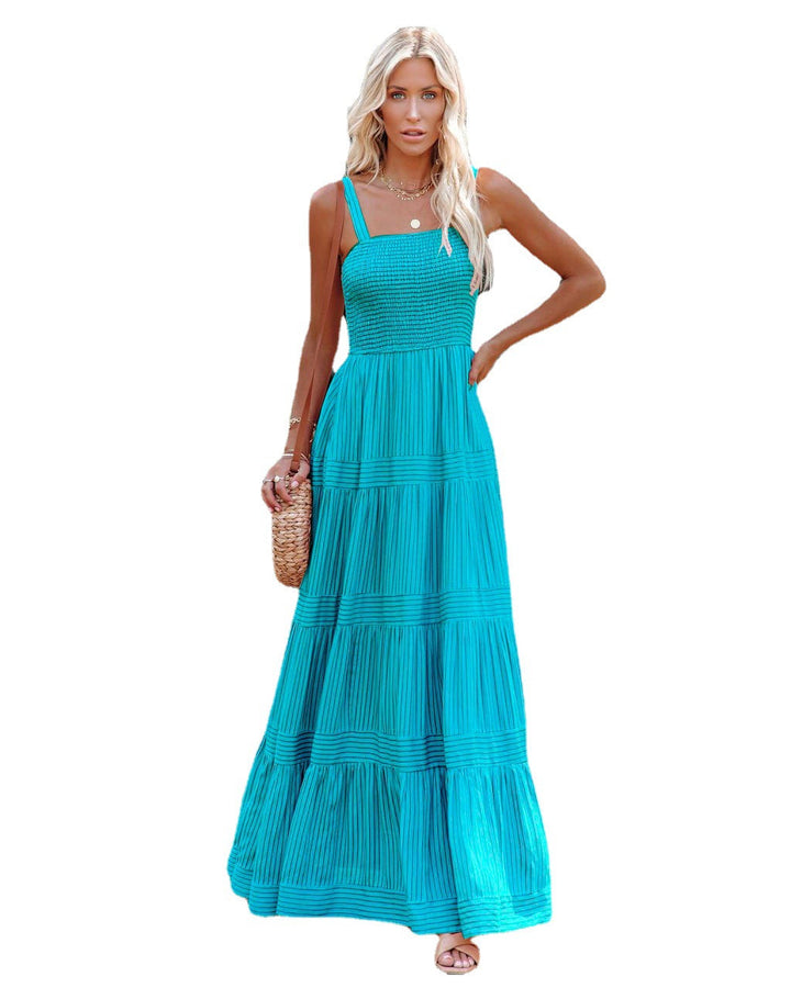 Damen Maxikleid mit leichtem Rüschenstil und elastischem Bustier Drune