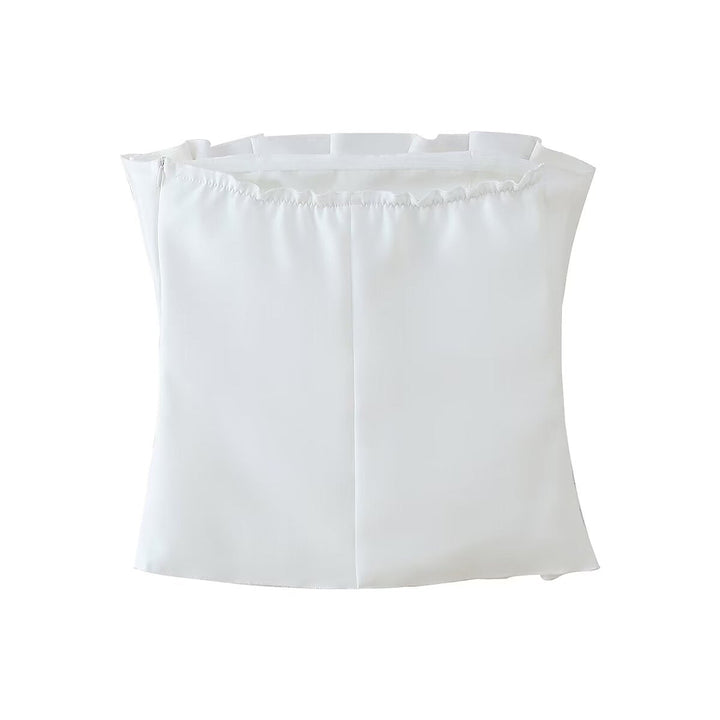 Damen ärmelloses Blusentop mit voluminösem Rüschendesign Drune