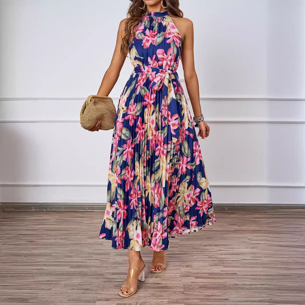 Damen Elegantes Maxikleid mit floralem Design und gerafftem Oberteil Drune