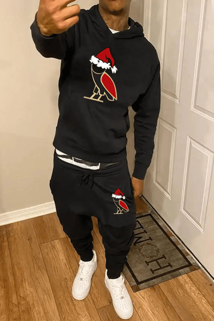 Damen Hoodie und Jogginghose Set mit festlichemDesign Drune
