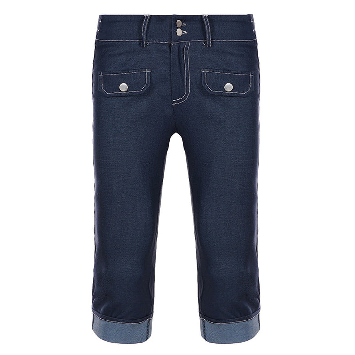 Damen Jeans im modernen Cropped-Stil mit praktischen Taschen und lässigem Umschlag Drune