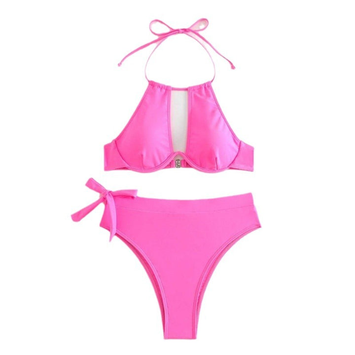 Damen Triangel-Bikini mit hohem Bund und modischem Knopfverschluss Drune