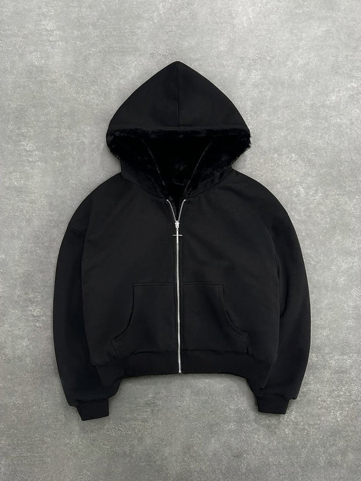 Damen Kapuzenpullover mit weichem Innenfutter und hochwertigem Reißverschluss Drune