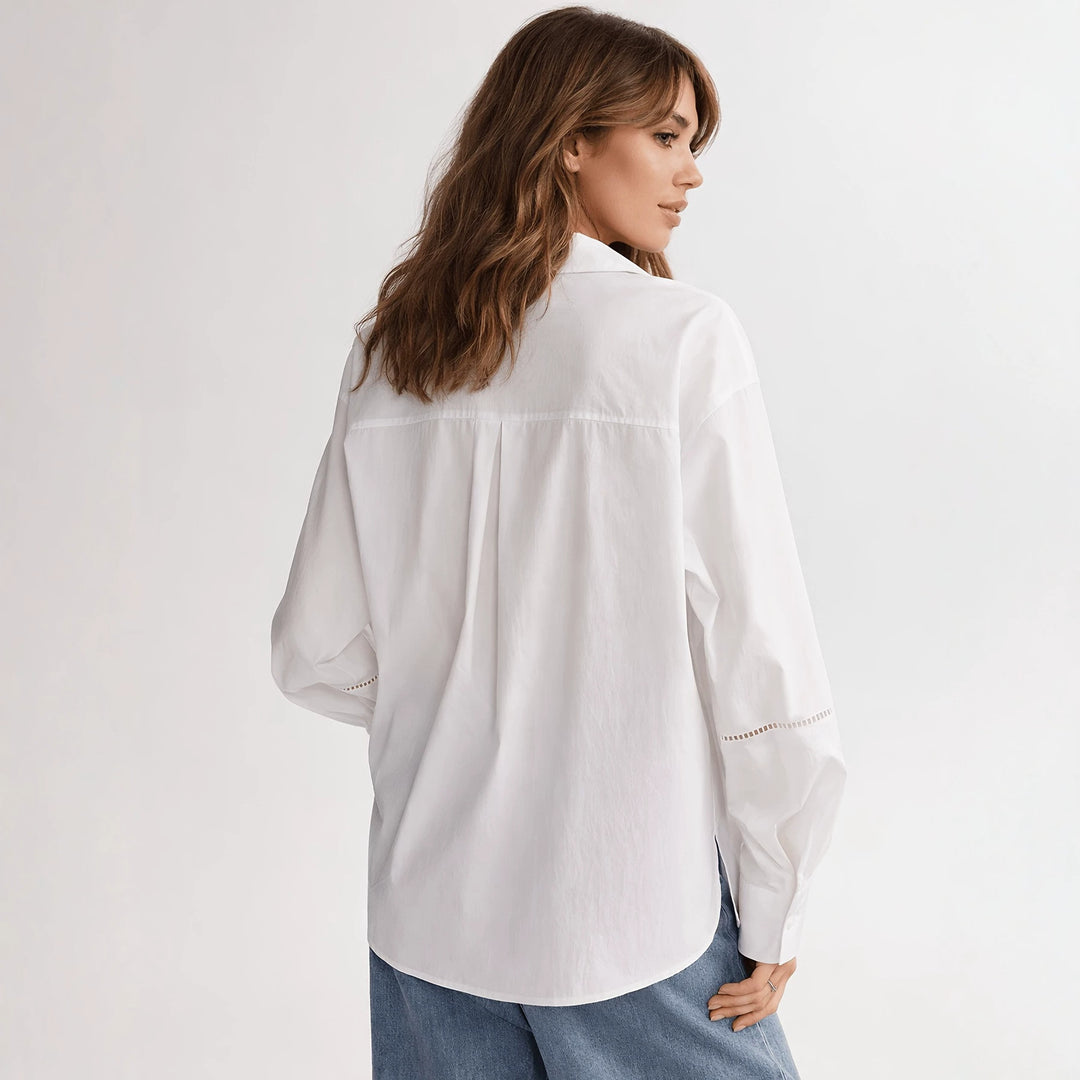 Damen Elegante Bluse mit feinen Stickdetails Drune