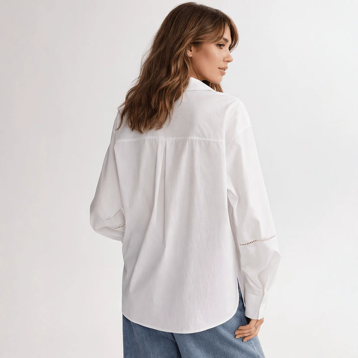 Damen Elegante Bluse mit feinen Stickdetails Drune