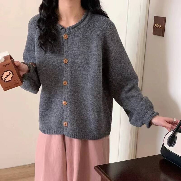 Damen Strickjacke mit asymmetrischem Schnitt und großzügigen Ballonärmeln Drune