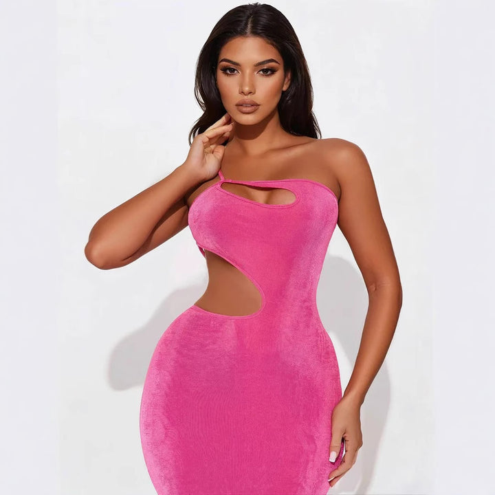 Damen figurbetontes Maxikleid mit tiefem Ausschnitt und Cut-Out-Details Drune