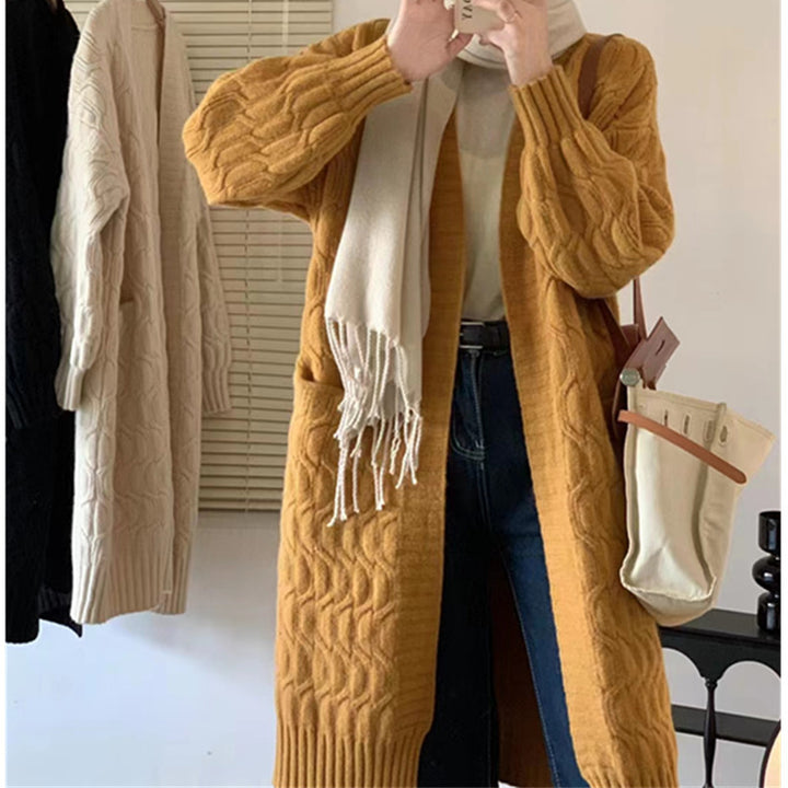 Damen Grobstrick-Cardigan mit Taschen und V-Ausschnitt Drune