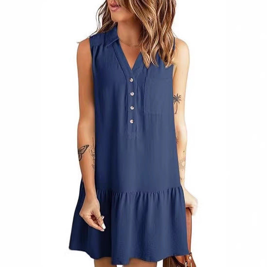 Damen Hemdblusenkleid mit geschmeidigem Fall und elegantem Rüschenabschluss Drune