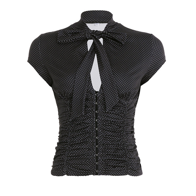 Damen Elegantes Rüschenshirt mit schickem Bindeband Drune