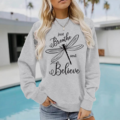 Damen Sweatshirt mit inspirierendem Drachenfliegen-Motiv und lässigem Schnitt Drune