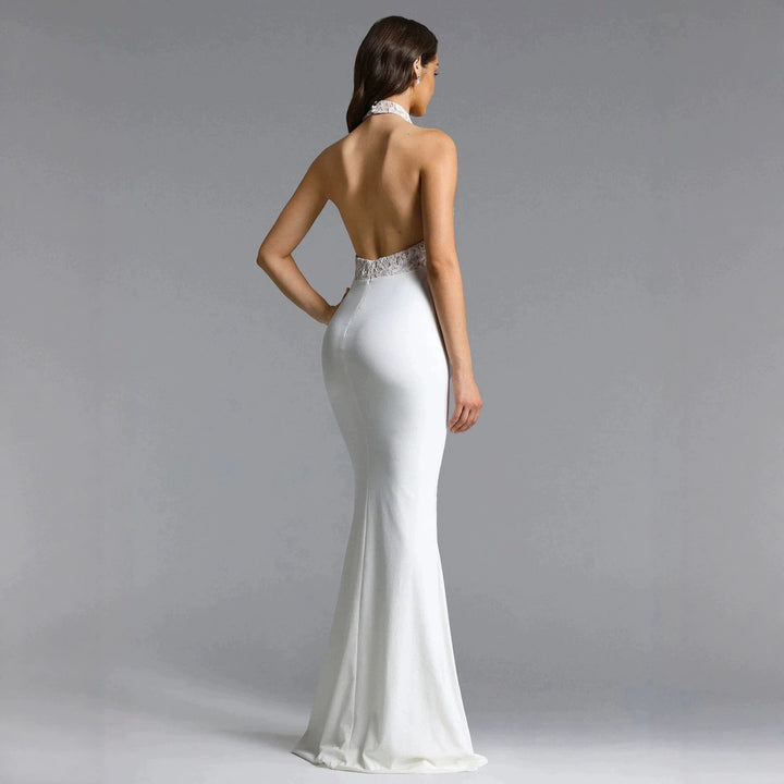 Damen Elegantes Bodenkonturen-Abendkleid mit Spitzenoberteil Drune