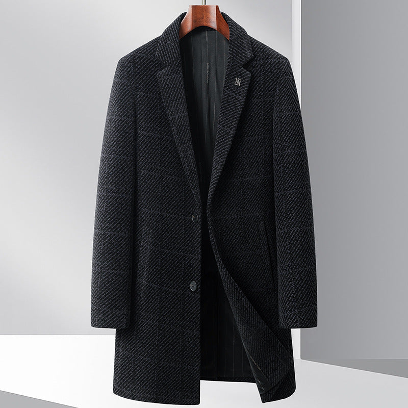 Herren Wollmantel mit modernem Karomuster und elegantem Schnitt Drune