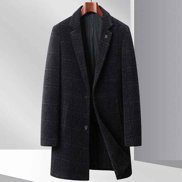 Herren Wollmantel mit modernem Karomuster und elegantem Schnitt Drune