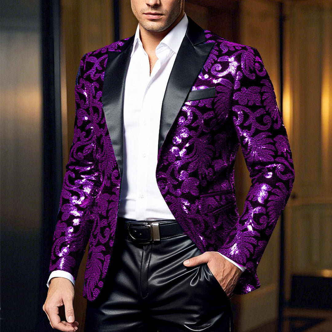 Damen eleganter Pailletten-Blazer mit floralem Design und luxuriösem Schnitt Drune