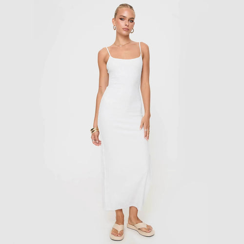 Damen Maxikleid mit schmalen Spaghettiträgern und figurumspielendem Schnitt Drune