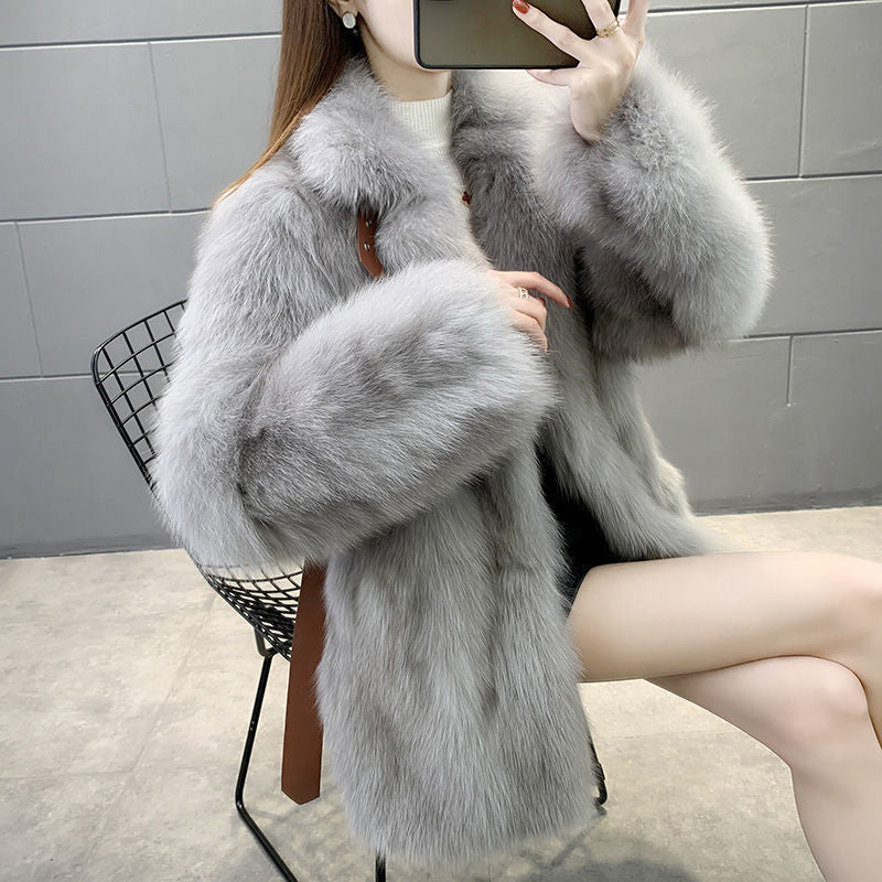 Damen Elegante Kunstpelzjacke Drune