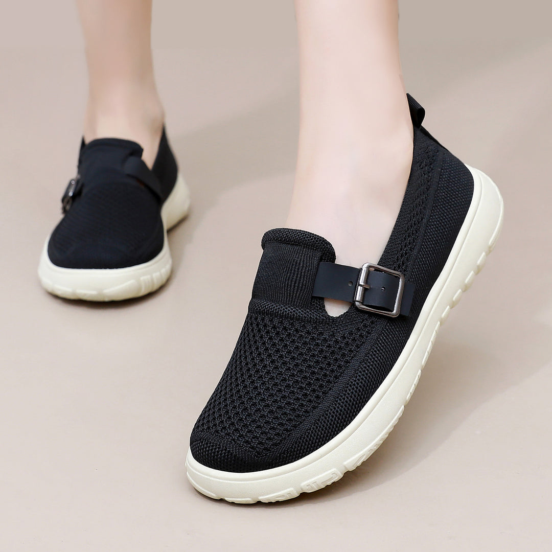 Damen nan atmungsaktiver Strick-Slip-On mit verstellbarer Metallschnalle und federnder Leicht-EVA-Sohle Drune