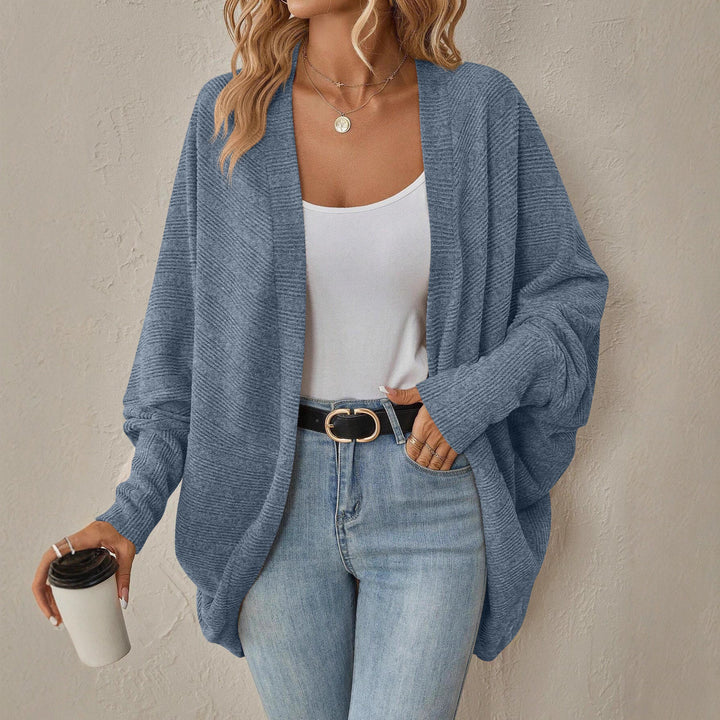 Damen lässiger Strickcardigan mit überschnittenen Schultern und weitem Schnitt Drune