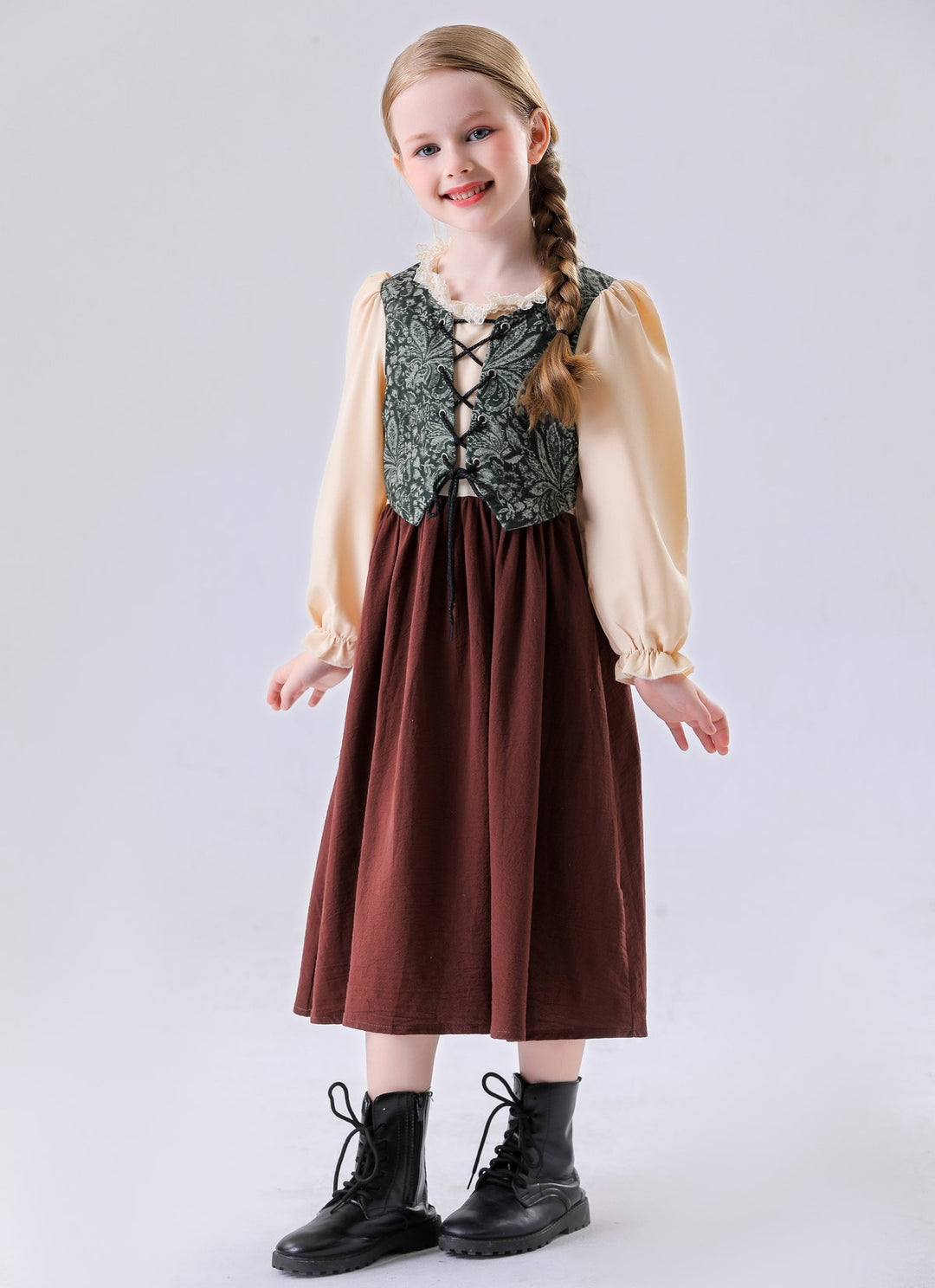 Unisex nan Kinderweste im Vintage Brokatstil mit floralem Jacquardmuster Drune