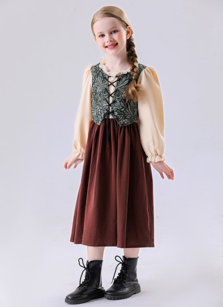 Unisex nan Kinderweste im Vintage Brokatstil mit floralem Jacquardmuster Drune