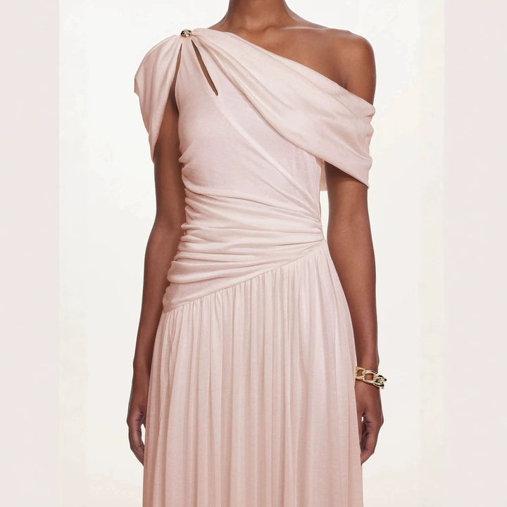 Damen Elegantes One-Shoulder Maxikleid mit fließendem Schnitt Drune