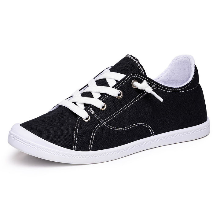 Damen nan klassische Canvas-Sneaker low-top mit verstärkter Gummisohle, Metallösen und gepolstertem Fersenkragen Drune