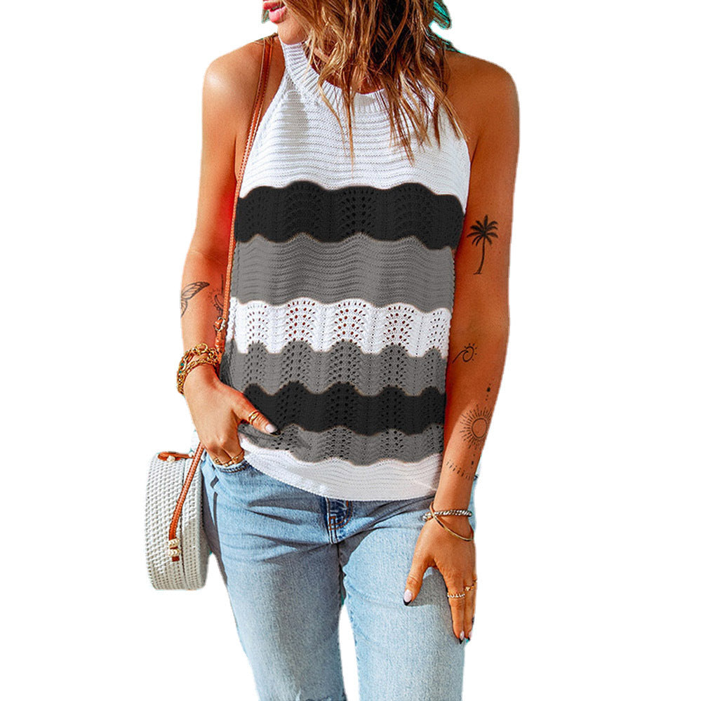 Damen lässiges Stricktop mit kreativem Wellenmuster und luftiger Passform Drune