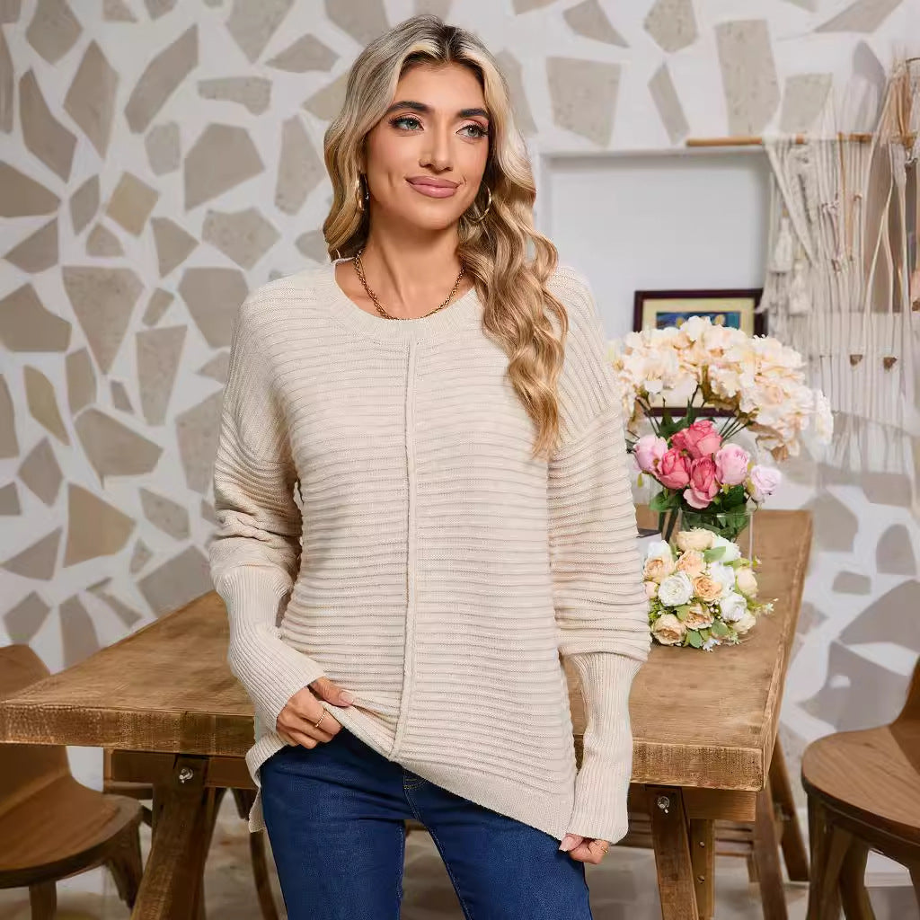 Damen Strickpullover mit feiner Rippstruktur und lässigem Schnitt Drune