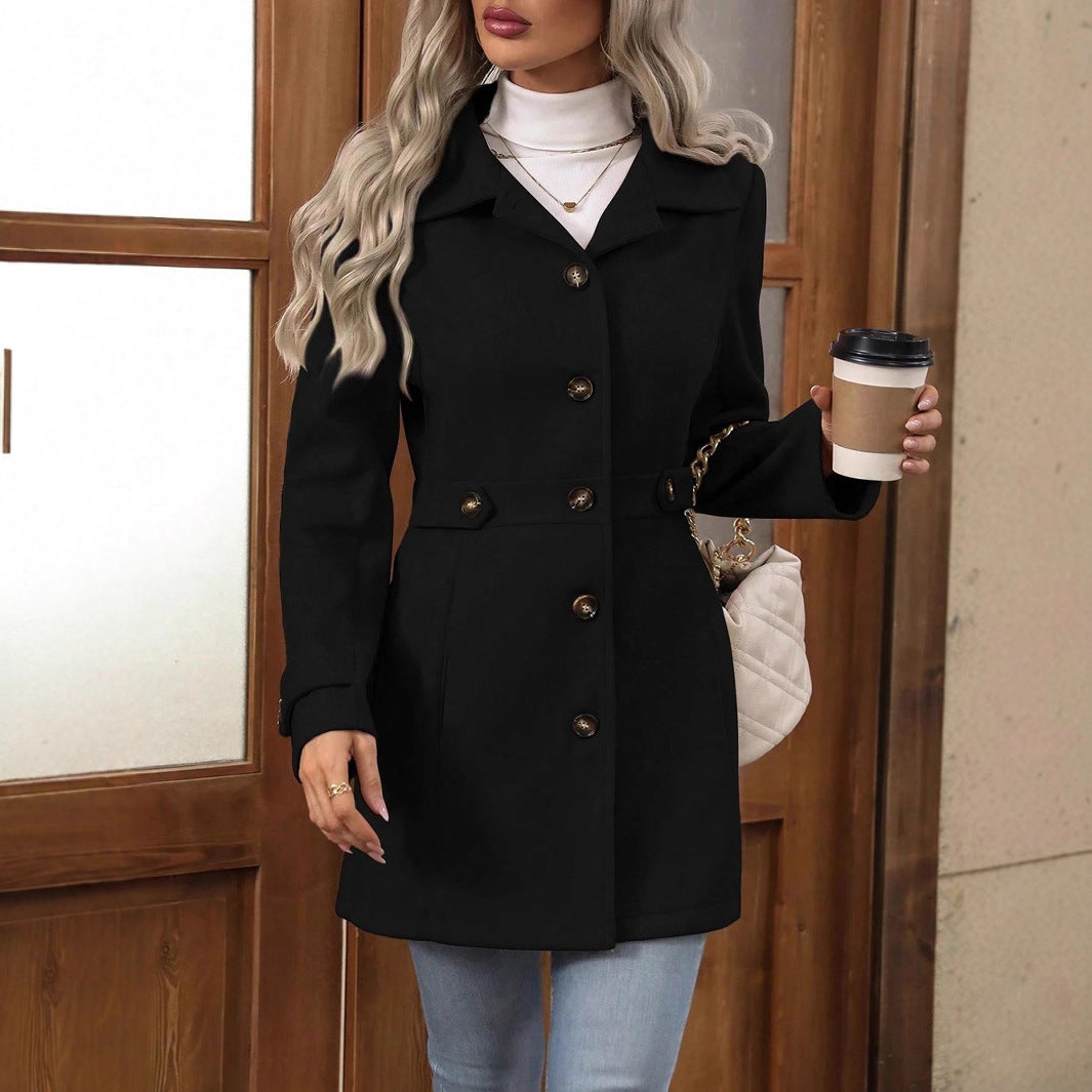 Damen Modische Übergangsjacke mit eleganten Knopfdetails und tailliertem Schnitt Drune