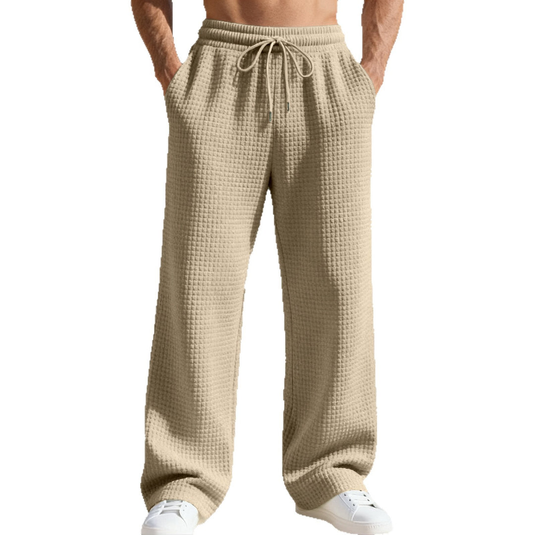Herren nan Waffelstruktur-Jogginghose mit elastischem Tunnelzug und geradem Bein Drune