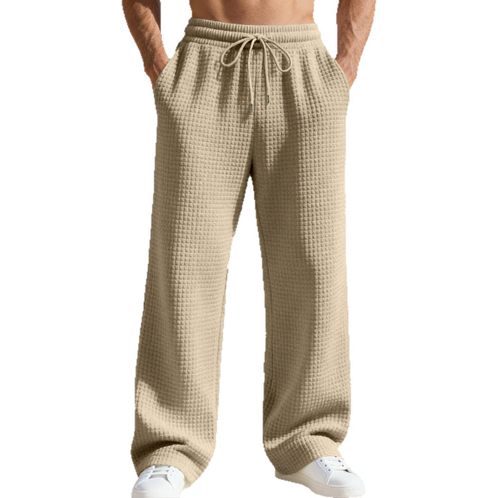 Herren nan Waffelstruktur-Jogginghose mit elastischem Tunnelzug und geradem Bein Drune