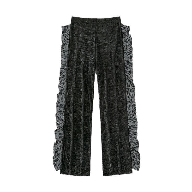 Damen Transparente Palazzo-Hosen mit Rüschen Drune