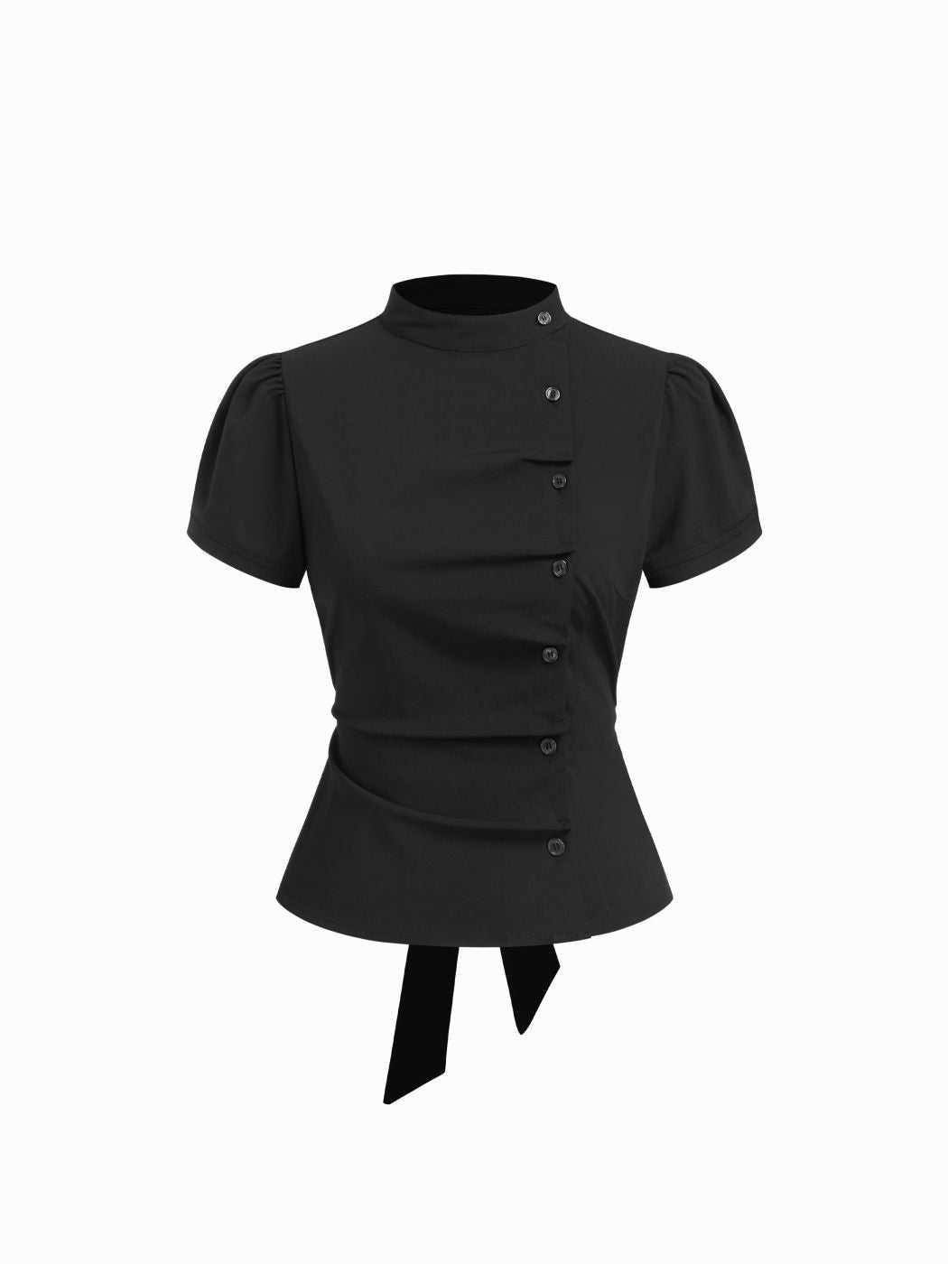 Damen Karierte Bluse mit hoher Taille und Puffärmeln Drune