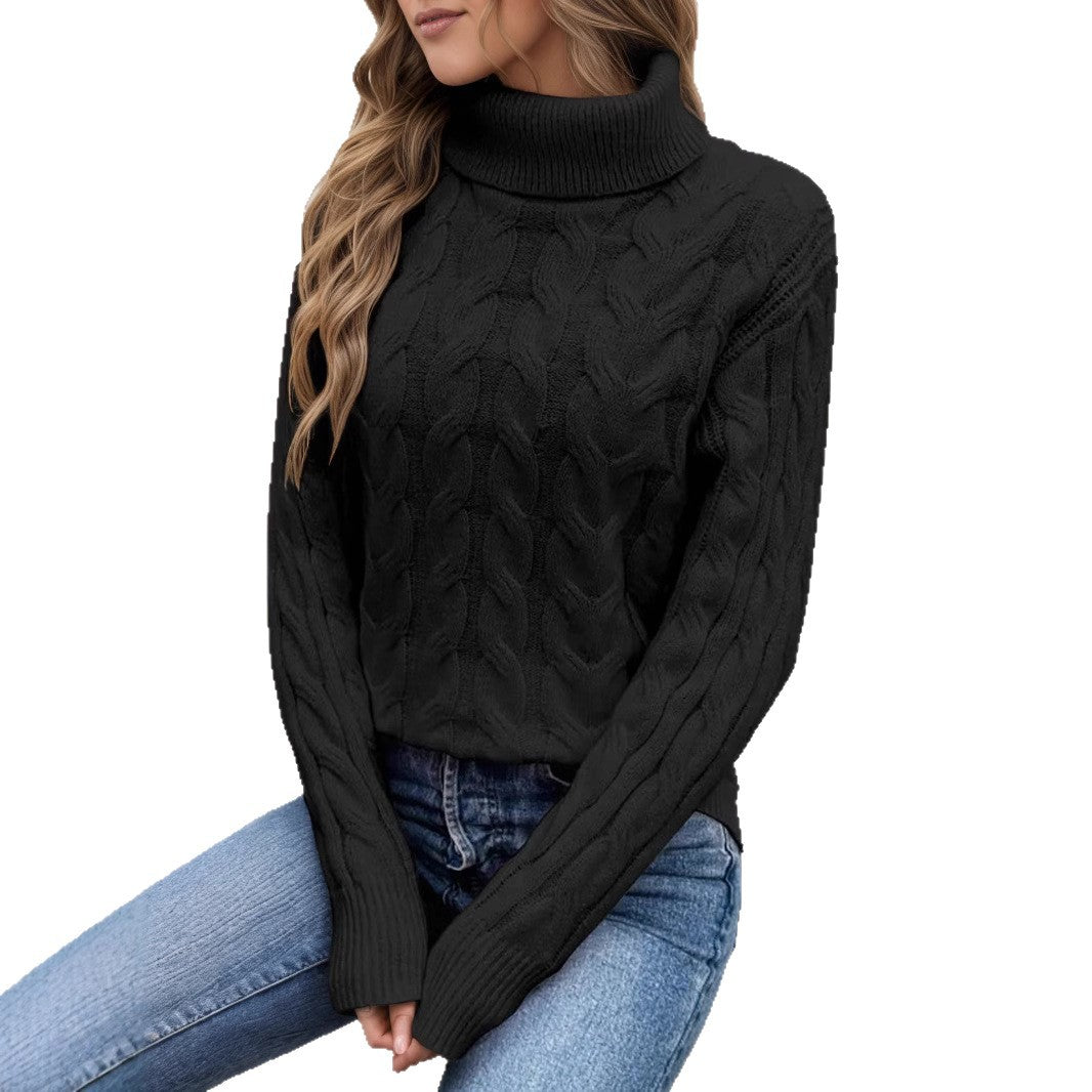 Damen Rollkragenpullover mit strukturiertem Zopfmuster Drune